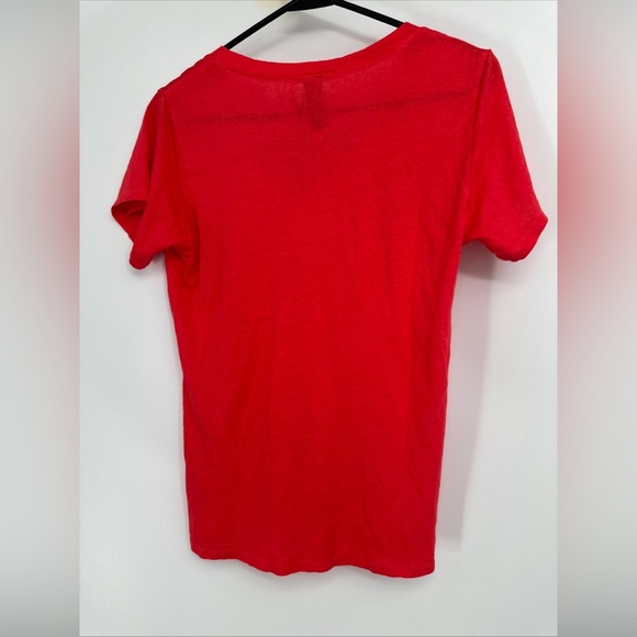 Bobi Los Angeles Small V NECK Linen Rayon Top Ladybug Red $75 - Picture 4 of 4